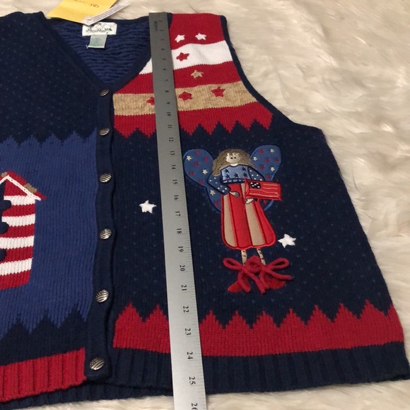 Quacker Factory Vintage Patriotic / 4th of July Knit Vest Large - Picture 3 of 7